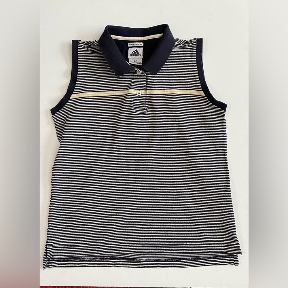 ADIDAS 60's 2 Ply Mercerized Black White Striped Polo Shirt- Women’s SP